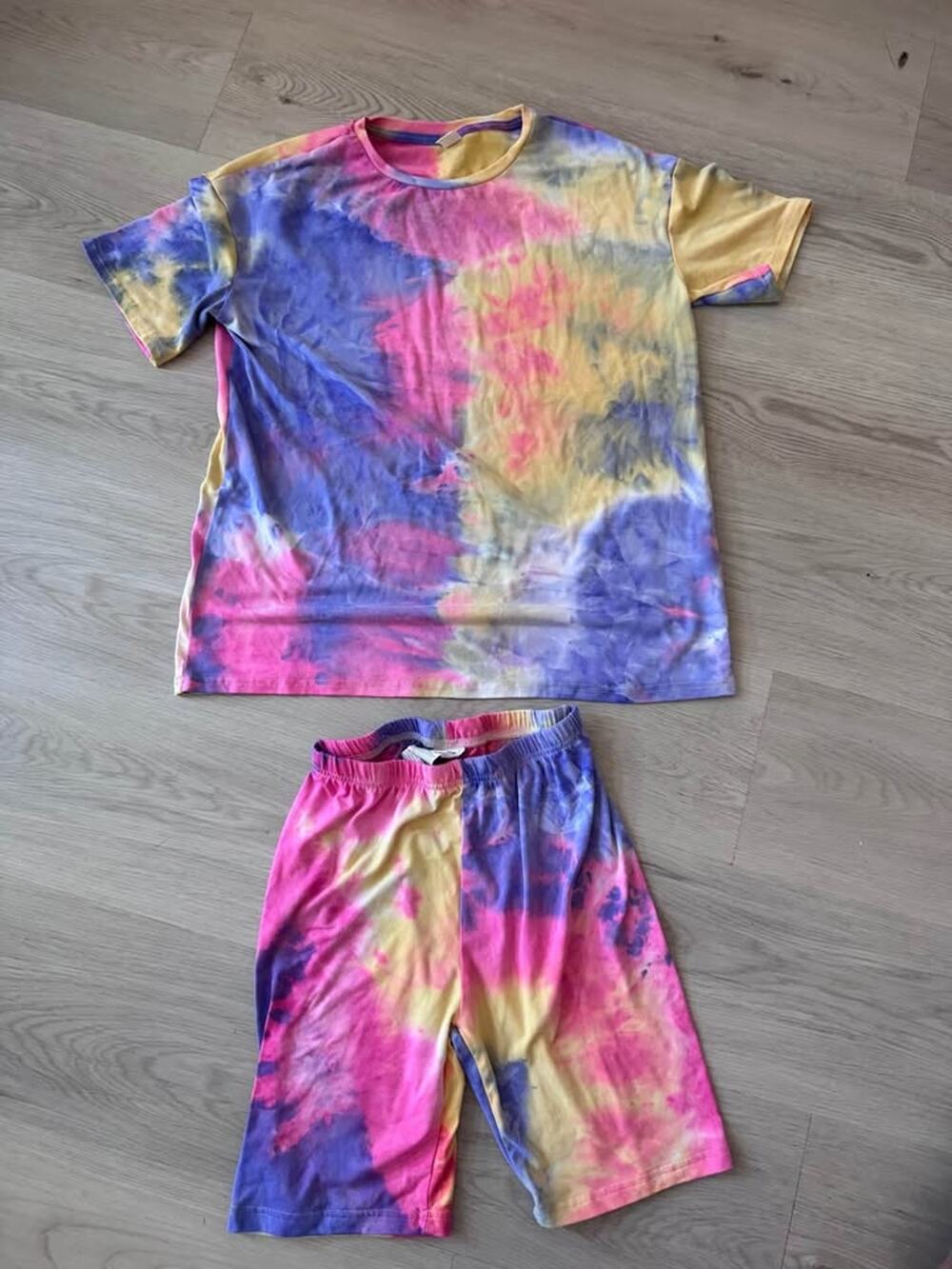 Girls Size 11-12 Pink Tie Dye Matching Outfit Shorts Set
